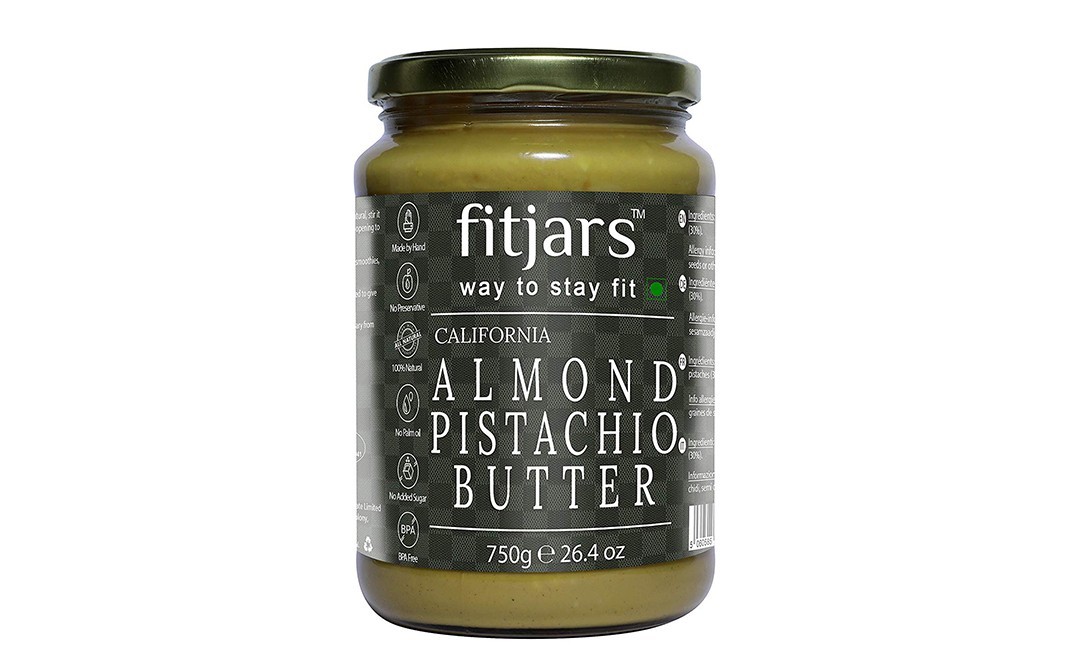 Fitjars California Almond Pistachio Butter   Glass Jar  750 grams